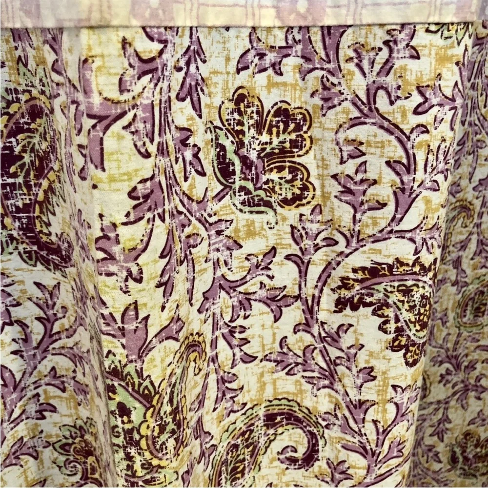 Boho Paisley Shower Curtain Purple Yellow Cotton Blend with Rings